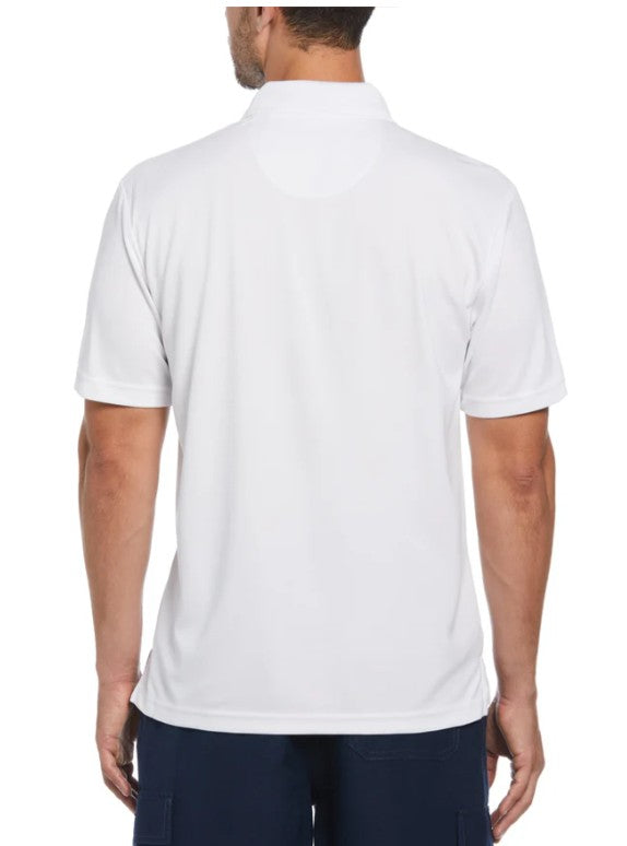 Cubavera Men's Size Medium, Solid Textured Polo Shirt, Bright White