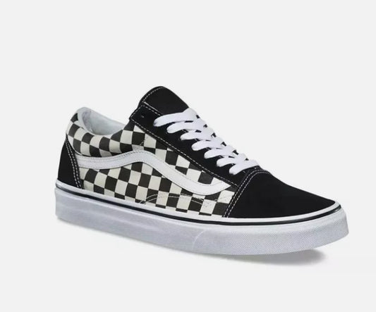 Vans Old Skool Size Men's 6 / Ladies' 7.5 Lace-up Shoes, Black/White Check, New in Box