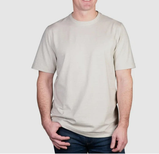 Kirkland Signature Men's Size Medium Short Sleeve Pima Cotton Slub Tee, Tan