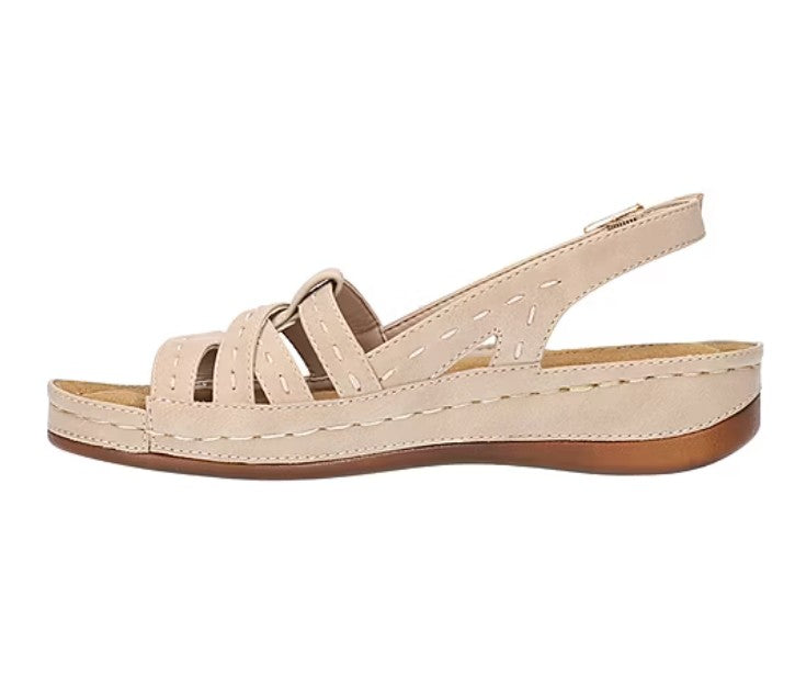 Easy Street Women Size 8.5 Wide, Kehlani Slingback Comfort Sandals, Tan