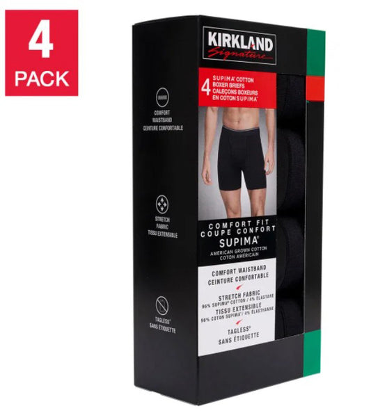 Kirkland Signature Men's Size XXL (44-46) Boxer Briefs, 4-pack, Black, Open Box