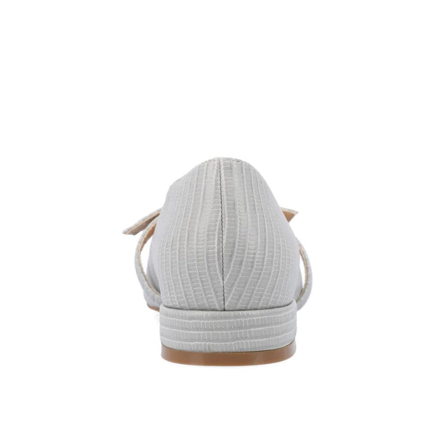 Journee Women's Size 9, Cait Pointed Toe Ballet Flats, Grey Faux Lizard