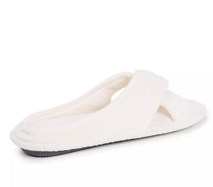 MUK LUKS Women's Size Medium (7-8) Ada Crossband Slippers, Daisy White