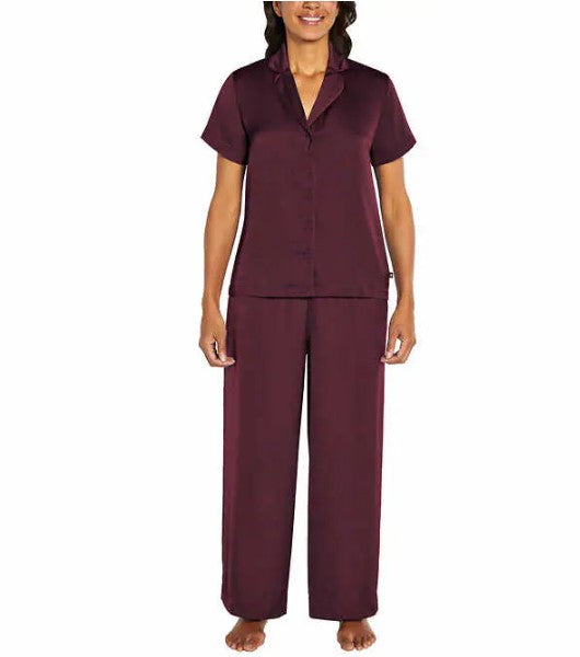 Banana Republic Ladies' Size Small (2-4) 2-piece Satin Pajama Set, Wine (Purple)