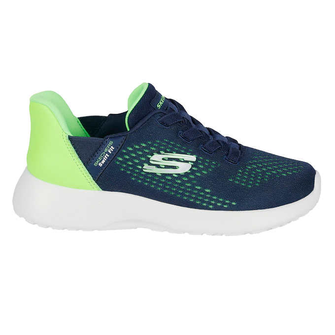 Skechers Kid's Size 1 Swift Fit Runner Shoes Sneakers, Navy/Green New in Box