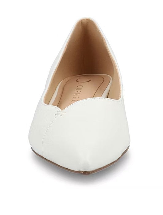 Journee Women's Size 10 Wide, Carmin Pointed Toe Dress Flats, White