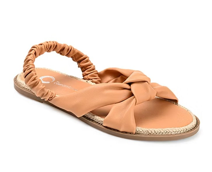 Journee Women's Size 7, Kiandra Espadrille Flat Slingback Sandals, Tan