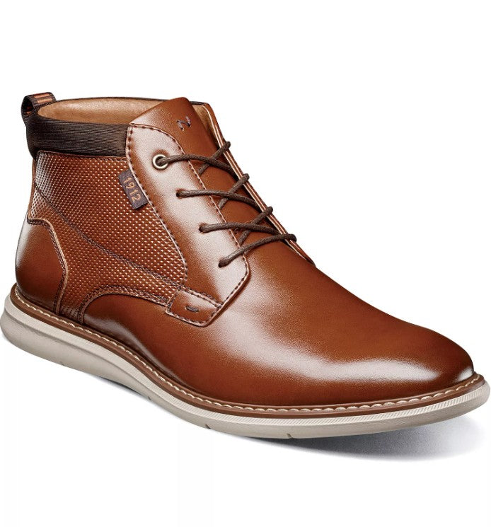 Nunn Bush Men's Size 12, Chase Plain Toe Ankle Boots Chukka Shoes, Cognac
