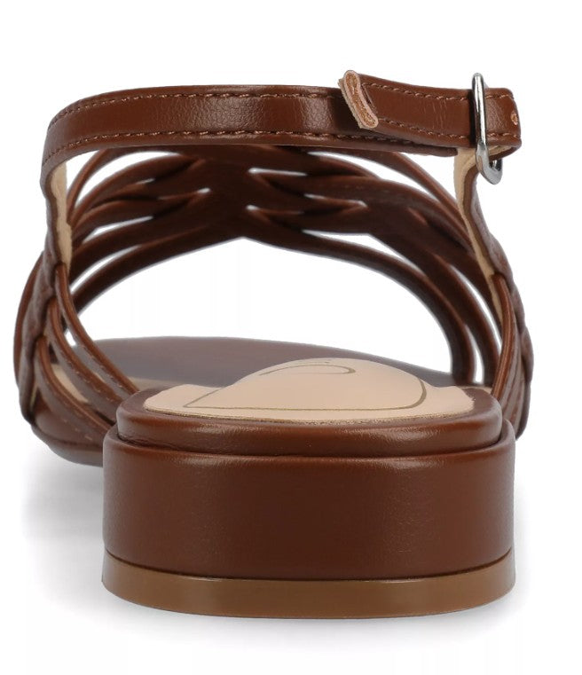 Journee Collection Women's Size 11, Cassandra Slingback Flat Sandals, Brown