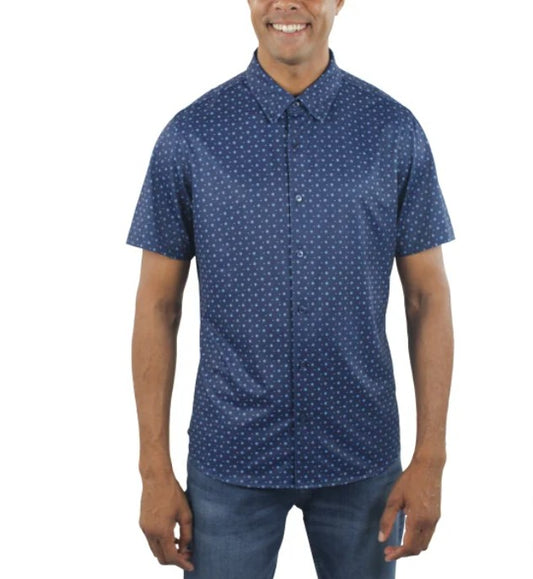 Jachs NY Men's Size X-Large Short Sleeve Woven Button Front Shirt, Blue