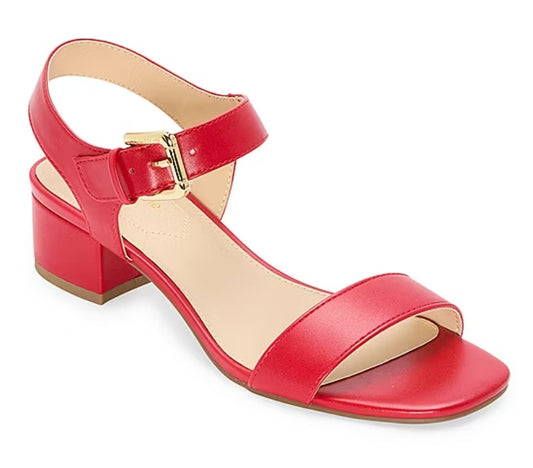 Liz Claiborne Women's Size 7.5 Wide, Renny Low Block Heel Sandals, Red