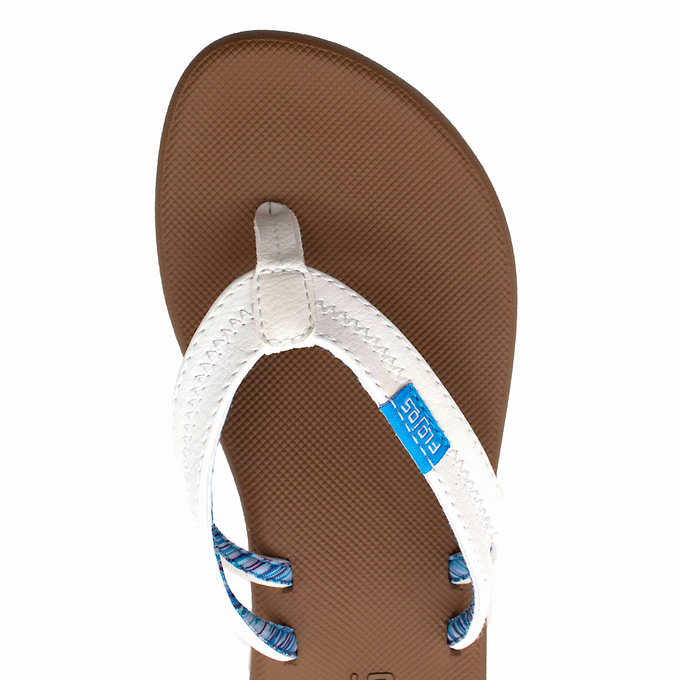 Flojos Ladies' Size 6 Flip Flops Sandals Thongs, White, Customer Return