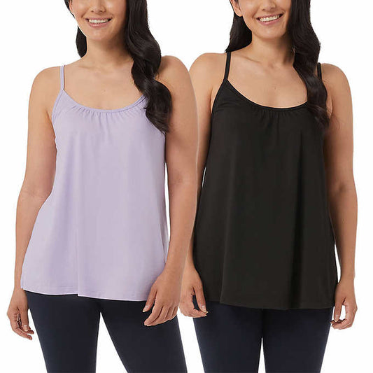32 Degrees Ladies' Size X-Large Bra Top Camisole, 2-pack, Ht. Lilac - Black