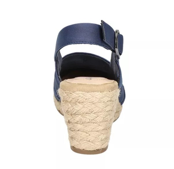 Easy Street Women's Size 9, Stargaze Espadrille Slingback Wedge Shoes, Navy
