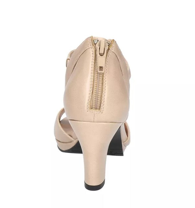 Easy Street Women's Size 8, Flash Dress Heel Sandals, Nude Pearlized