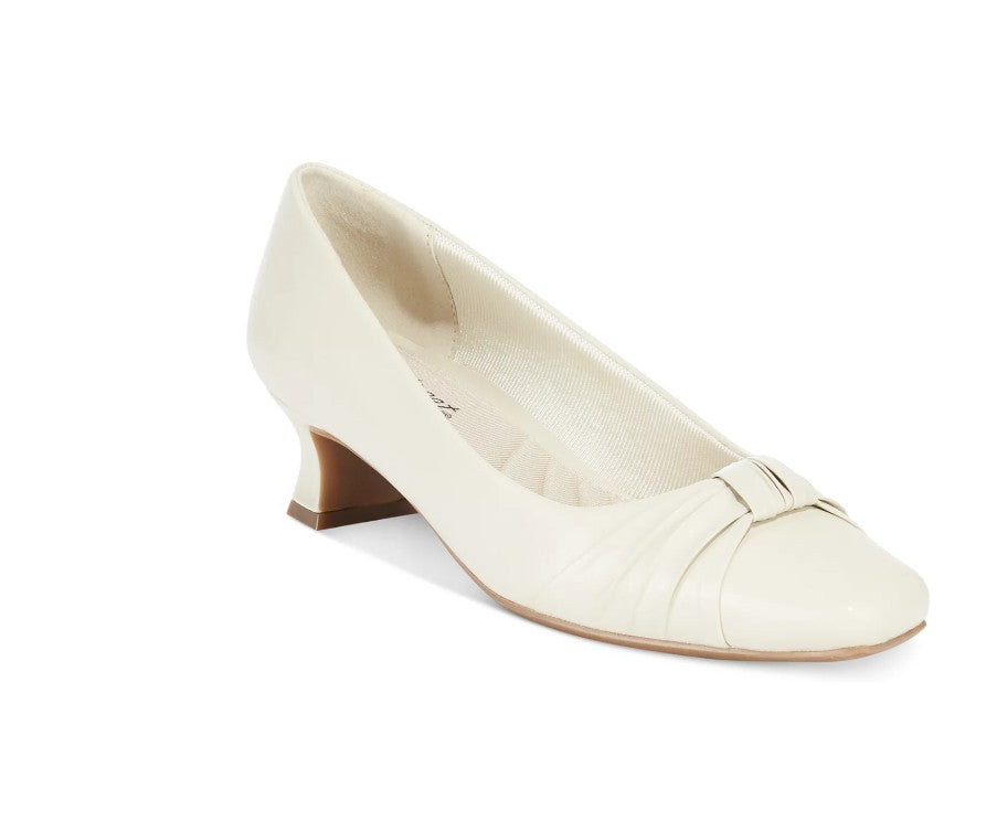 Easy Street Women's Size 8 M, Waive Square Low Heel Pumps Dress Shoes, Bone