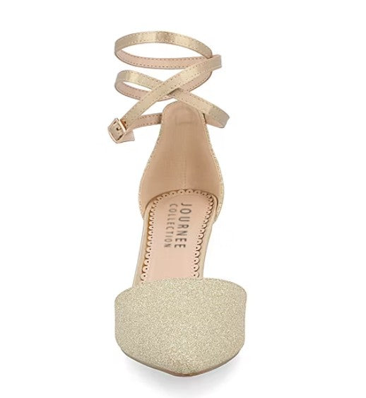 Journee Collection Luela Women's Size 6, Pointed Stiletto Dress Pumps, Gold