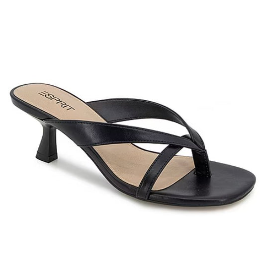 ESPRIT Echo Women's Size 9 M, Thong Split Toe Kitten Heel Sandal Pumps, Black
