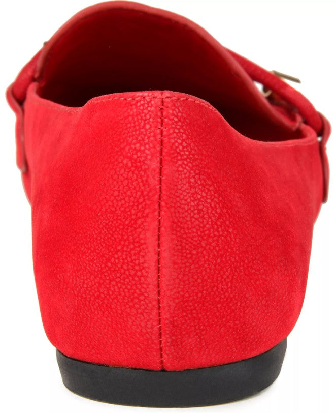 Journee Women's Size 7, Muriel Bow Detail Pointed Toe Flats Loafers, Red