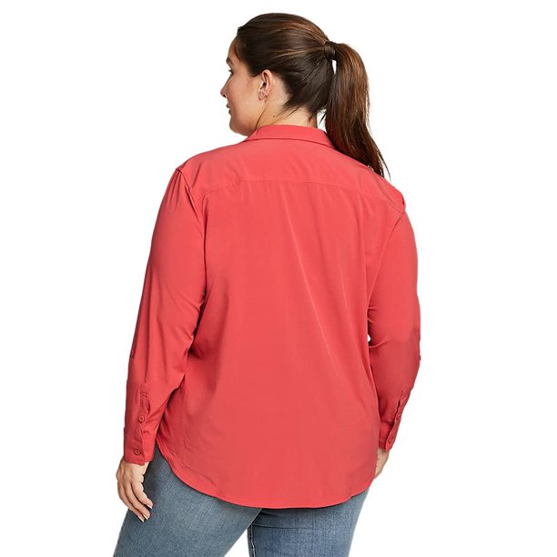 Eddie Bauer Ladies’ Size XS (0-2) Departure Long Sleeve Shirt, Red