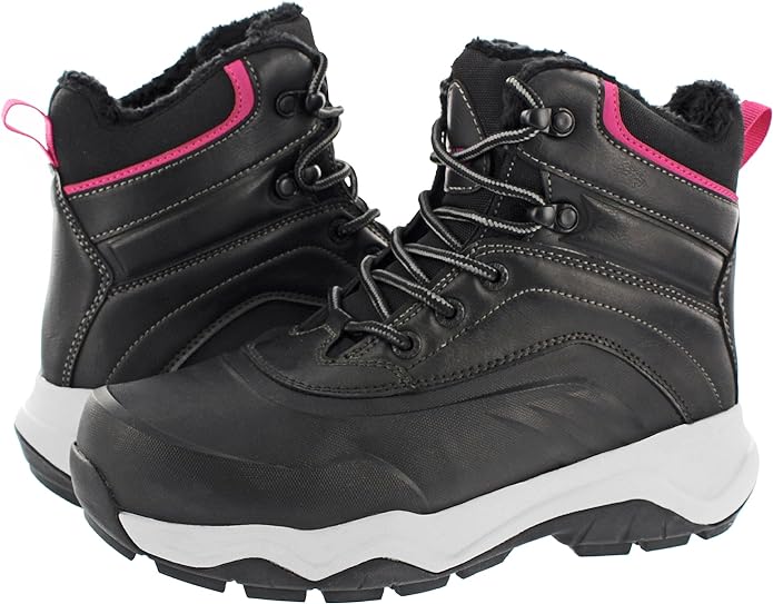 Khombu Riley Women's Size 6 Shell Lace-up Hiking Boot Cushioned Footbed, Black, New Ships Without Box