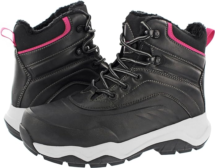 Khombu Riley Women's Size 8 Shell Lace-up Hiking Boot Cushioned Footbed, Black, New Ships Without Box