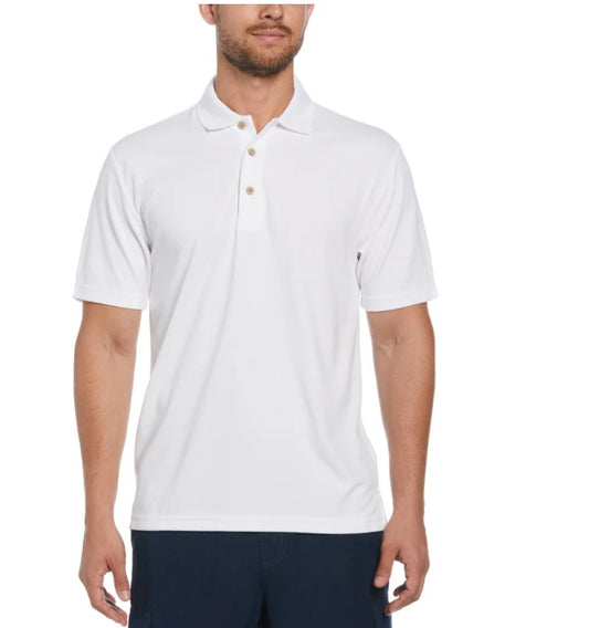 Cubavera Men's Size Medium, Solid Textured Polo Shirt, Bright White