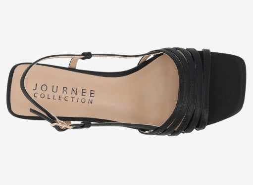 Journee Collection Womens Size 7.5, Shayana Slingback Block Heel Sandals, Black