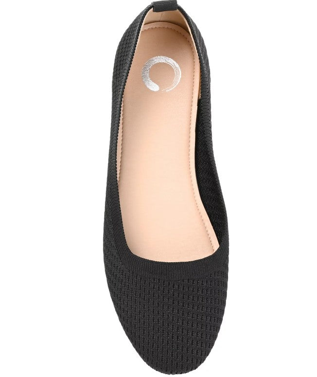 Journee Collection Womens Size 8.5 W, Maryann Knit Round Toe Ballet Flats, Black