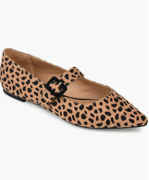 Journee Collection Women's Size 11, Karissa Pointy Mary Jane Flats, Animal
