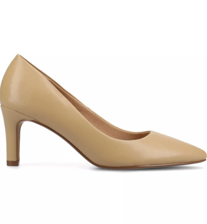 Journee Womens 6 W, Scylee Pointed Stiletto Heel Pumps, Tan