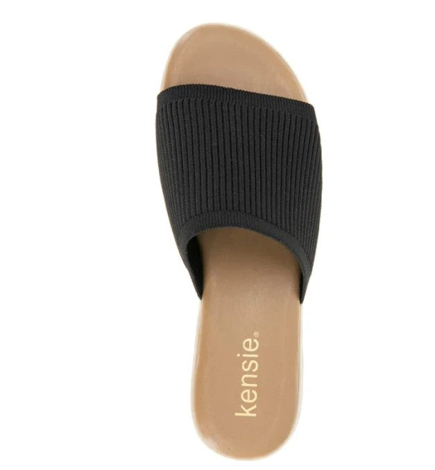 Kensie Women's Size 7, Knit Slip On Sandals, Black, Grade A