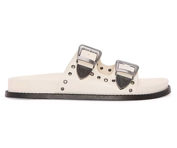 Arizona Jean Co Women's Size 8.5, Montego Double Buckle Footbed Sandals, Cream