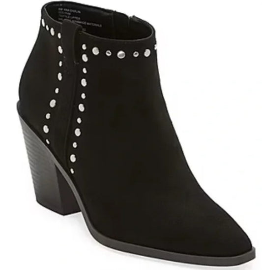 a.n.a Darlin Women's Size 7.5 M, Stacked Heel Faux Suede Booties, Black, NO BOX