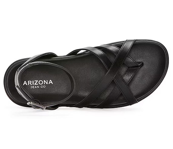 Arizona Jean Co Women Size 9, Hollin Ankle Strap Footbed Sandals, Black, Grade A