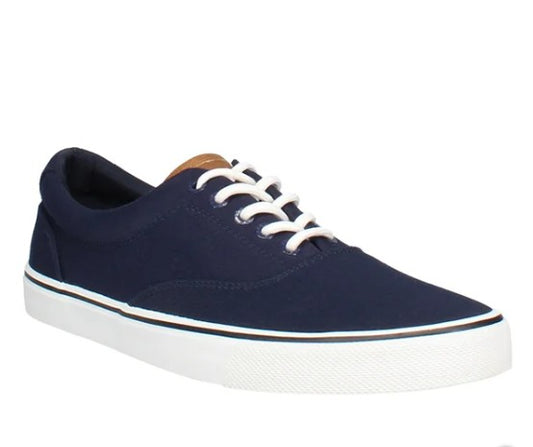 Izod Men's Size 11 Lace-Up Casual Canvas Shoes, Navy Blue