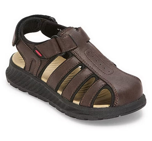 Thereabouts Flow Little Kid's Size 1, Closed Toe Strappy Sandals, Brown (NO BOX)