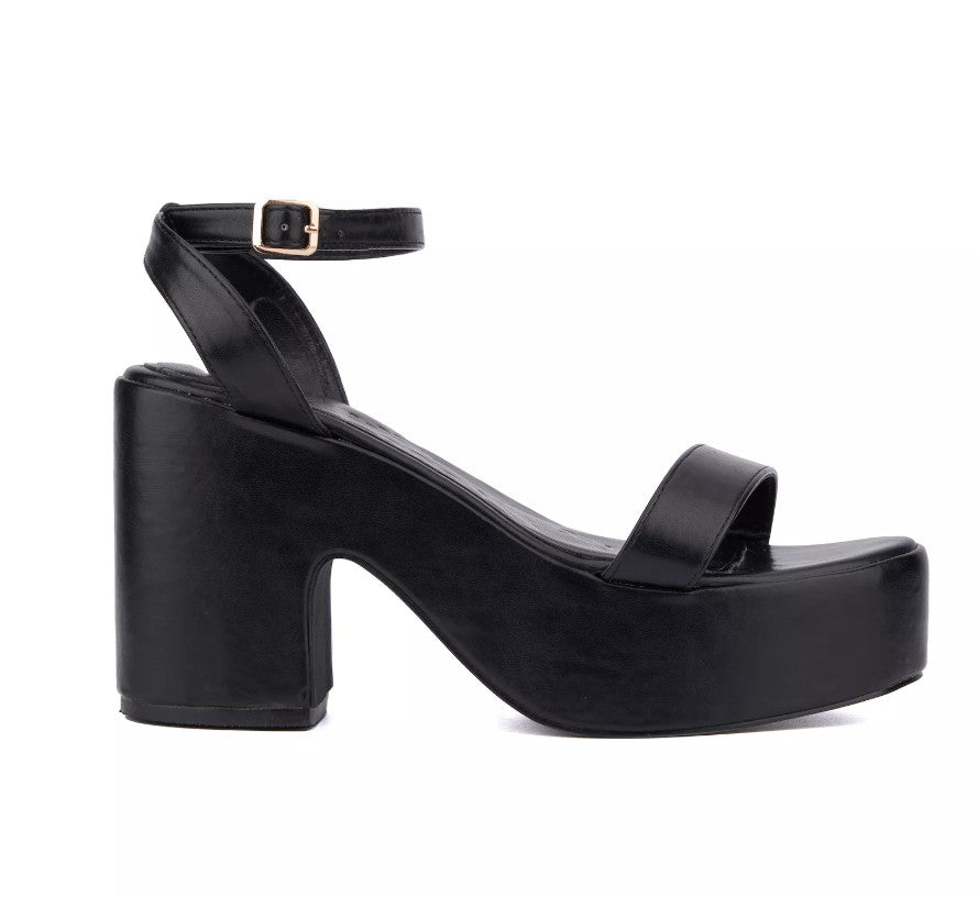 Olivia Miller Charmer Women's Size 8.5 Platform Heeled Sandals, Black