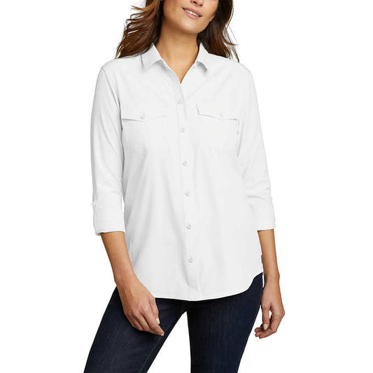 Eddie Bauer Ladies’ Size XS (0-2) Departure Long Sleeve Shirt, White