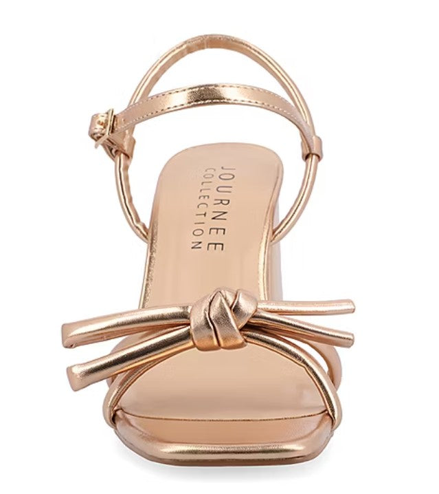 Journee Collection Women's Size 9, Meryl Heeled Dress Sandals, Champagne