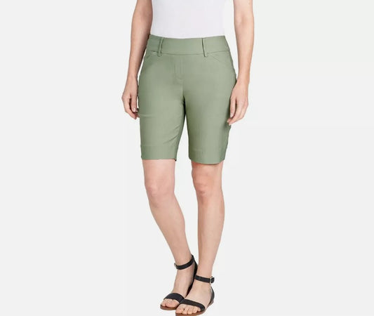 Hilary Radley Ladies' Size Large (12-14) Bermuda Pull-On Shorts, Sage Green