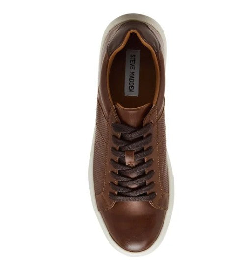 Steve Madden Men's Size 9.5, P-Spruce Lace-Up Sneakers Shoes, Cognac Brown