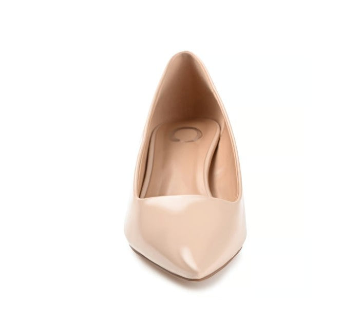 Journee Collection Celica Women's Size 7.5, Kitten Heel Pumps, Patent Nude