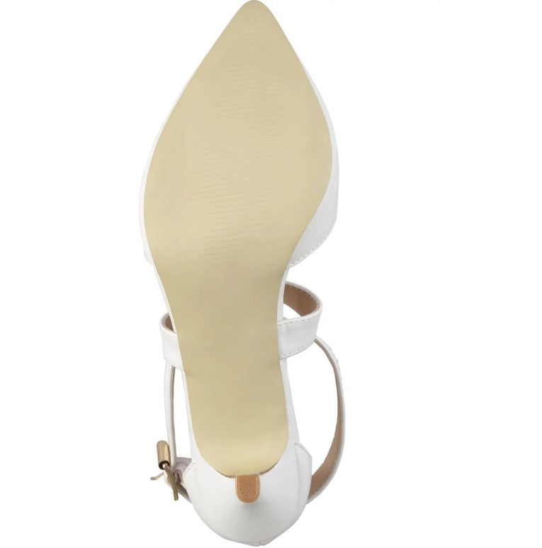 Journee Collection Women Size 9, Riva Crisscross Strap Pointed Toe Pumps, White