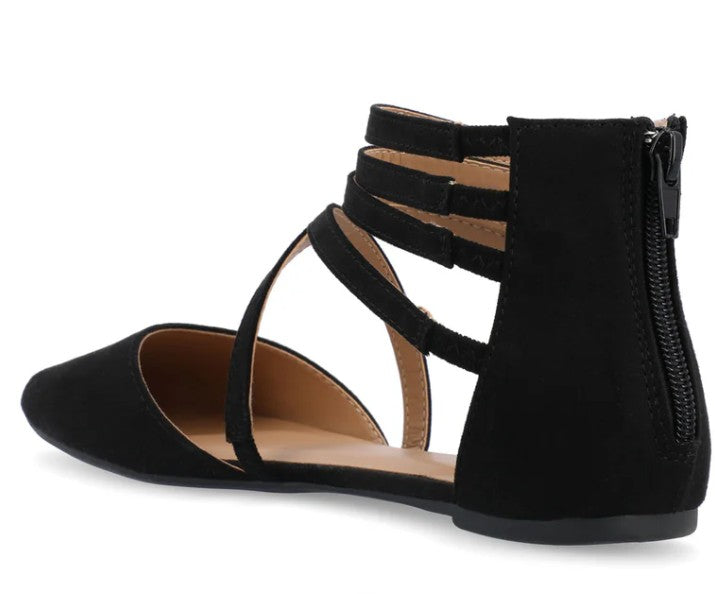 Journee Women's Size 9, Marlee D'orsay Straps Faux Suede Flats, Black