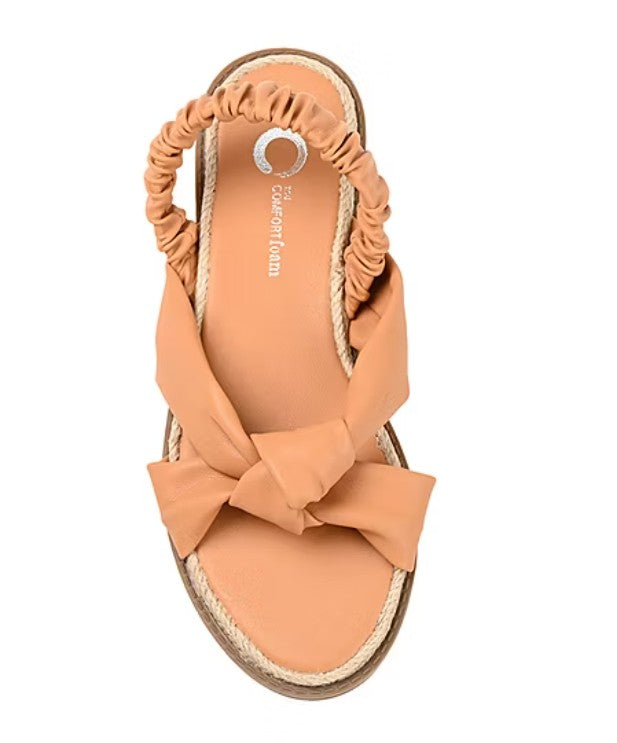 Journee Women's Size 7, Kiandra Espadrille Flat Slingback Sandals, Tan