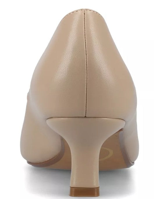Journee Women's Size 7.5 M, Pammie Pointed Toe Kitten Heel Dress Pumps, Taupe