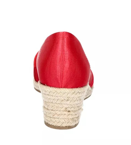 Easy Street Women Size 8.5 Wide, Jasper Wedge Espadrille Sandals, Red Thai Silk