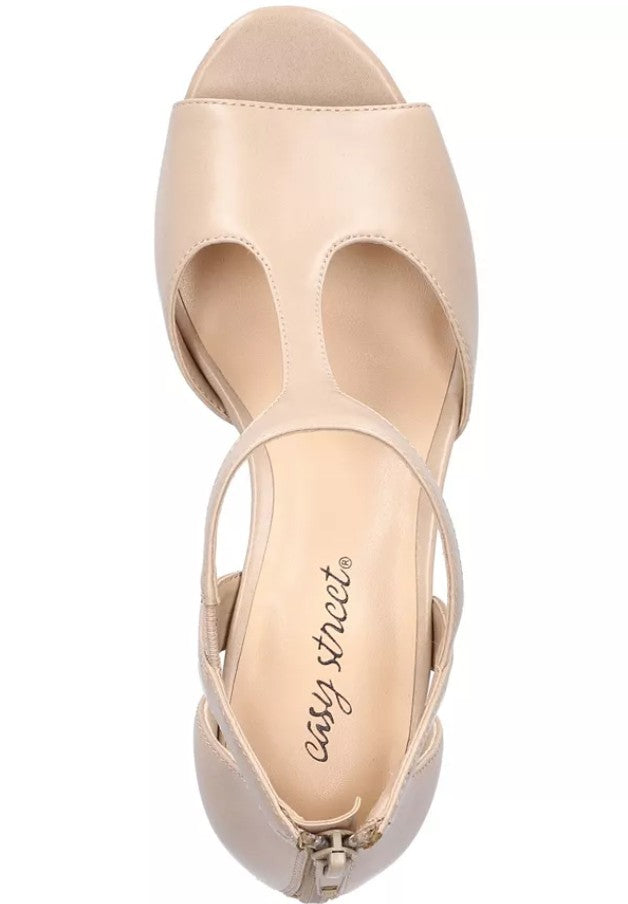 Easy Street Women's Size 8, Flash Dress Heel Sandals, Nude Pearlized