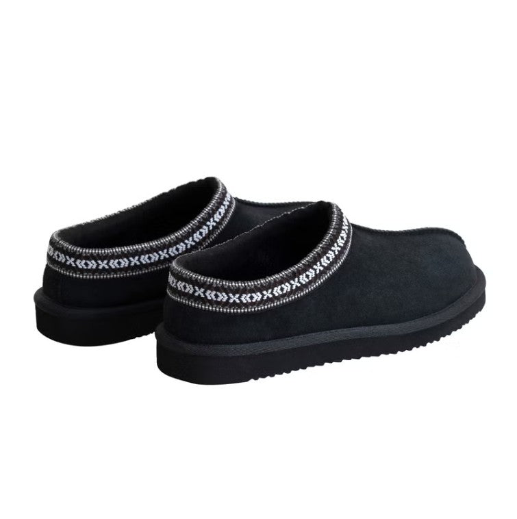 Kirkland Signature Unisex Men's 7 Ladies' 8 Shearling Slippers, Black